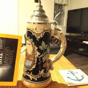 Rare King .975 Silver & Ceramic Stein